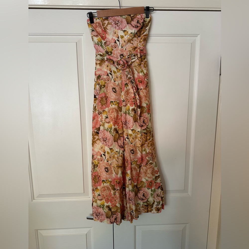 Zimmermann Strapless Jumpsuit with Floral Design